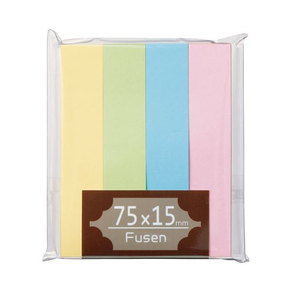 (まとめ) TANOSEE ふせん 75×15mm パステルアソート 1パック（4冊） (×30セット)