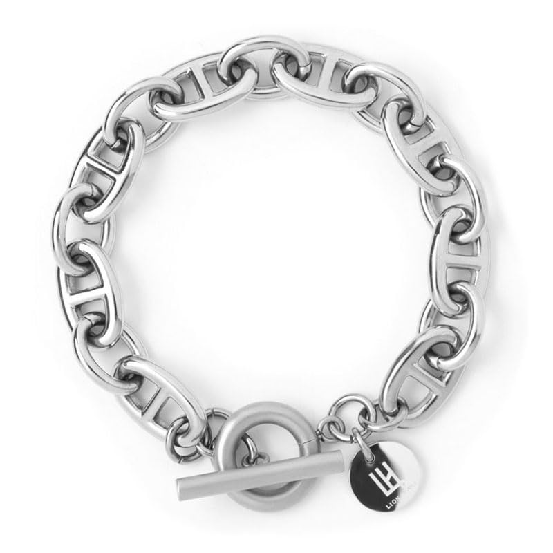 [ライオンハート] ラッピング済 ヴァリアス チェーンブレスレット アンカー サージカルステンレス316L マリーナチェーン 金属アレルギー対応 別注ポーチ付き メンズ ブランド (Mサイズ)