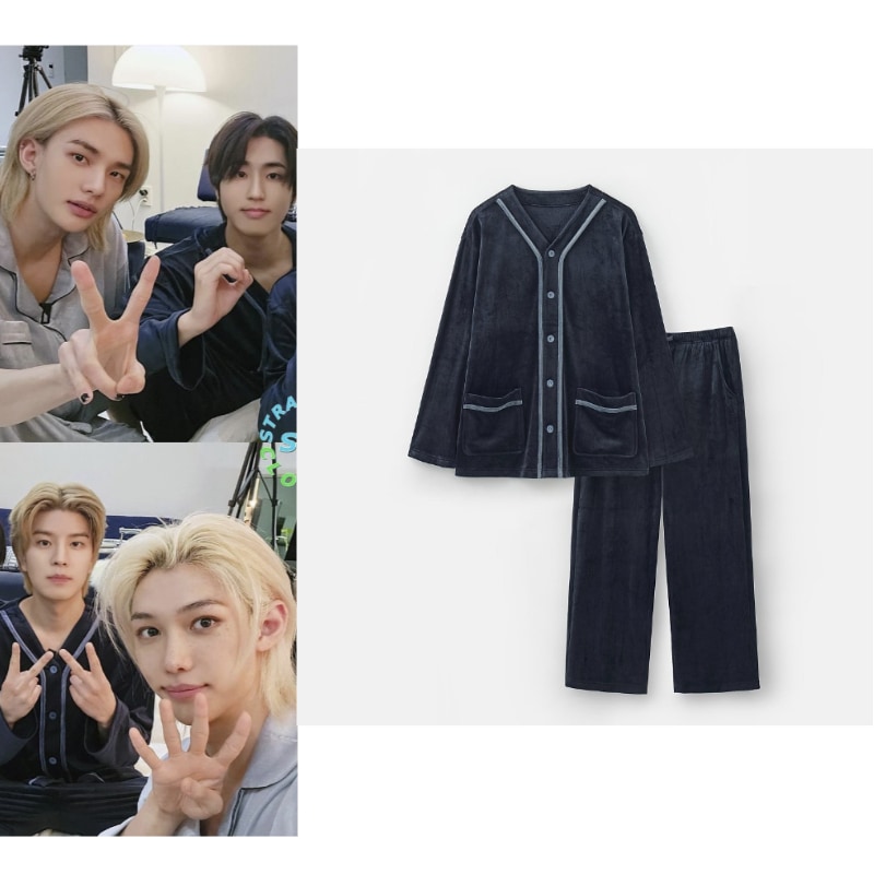 【Straykids着用】Light mink fleece V-neck パジャマセット
