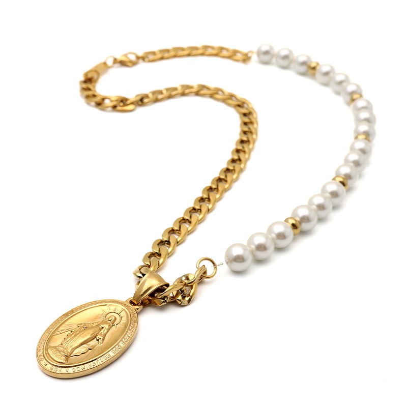喜平パールチェーンネックレス マリア [n447-gold]