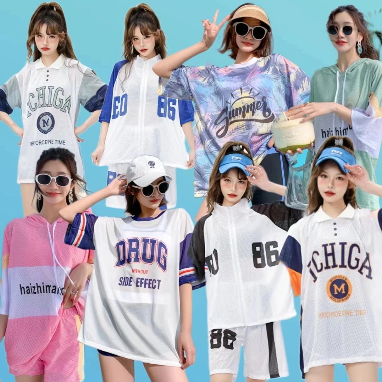 水着 レディース2点 /3点セット ビキニ UVカット体型カバー着痩せ 韓国ファッション可愛い ゆったり Tシャツスポーツ スポーティー タンキニ ラッシュガード ワンピース 大きいサイ