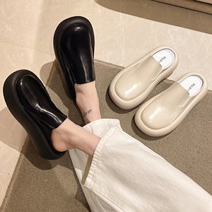 サンダル 厚底サンダル 話題トングサンダル ハーフスリッパ厚底女性25新作ヒールなしパンのんびりマフィンシューズ 韓国ファッション