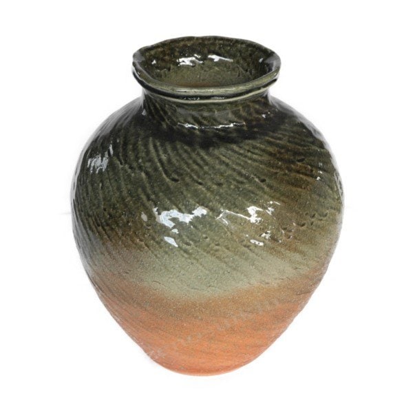 火色ビードロひねり壺型花入 13号（信楽焼き・花瓶・花入れ・花器・壺・壷・一輪挿し・フラワーベース・B009-02)