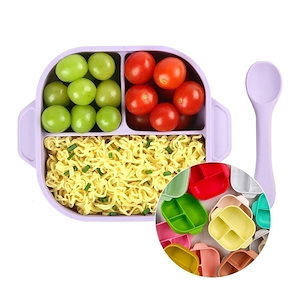 食品級児童授乳食器赤ちゃんの食事シリコン補助食ボウル蓋ベビー吸盤シリコン仕切りボウル3499