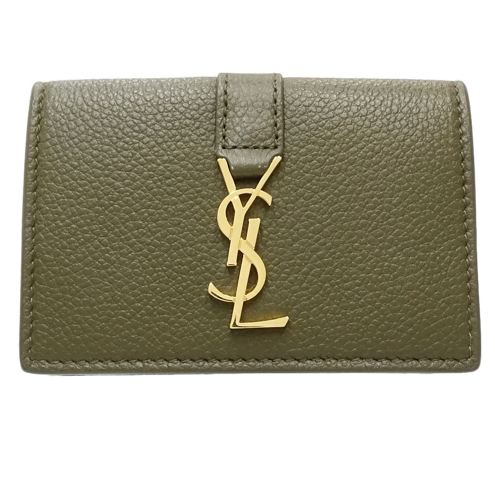 オリガミタイニーウォレット 620287 三つ折り財布 レザー カーキ/181057【中古】