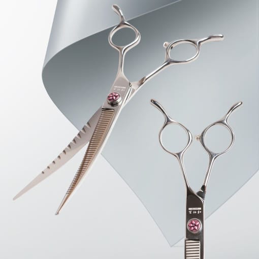 [韓国公式/正規品] アキズ TES-72542 FC 7.25インチ ツーエッジカーブはさみ 美容仕上げ 手品はさみ 愛犬美容はさみ