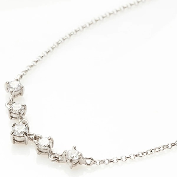 ネックレス シルバー925製 キュービックジルコニア ショートネックレス Vラインデコルテ シンプル