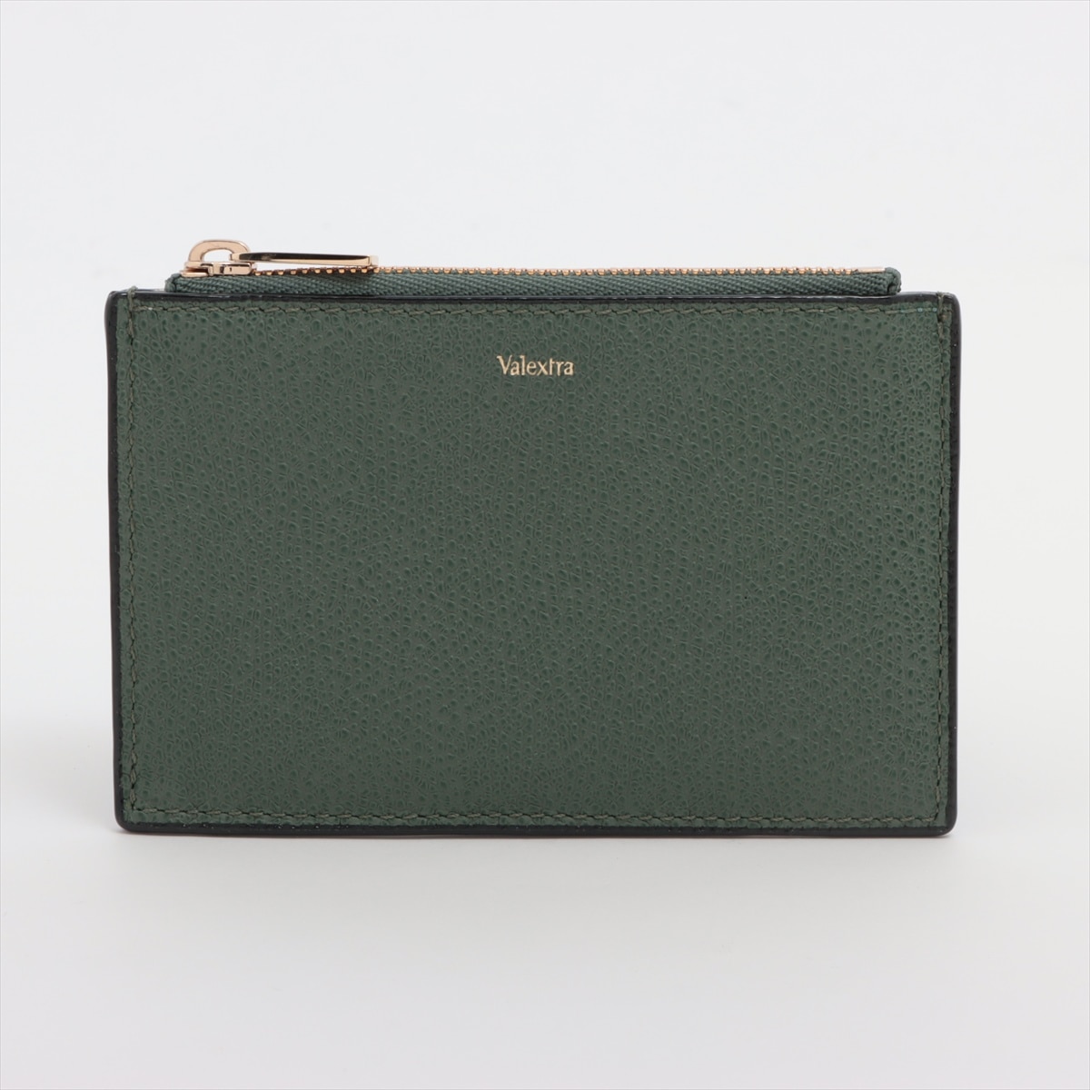 新品同様 グリーン レザー カードケース 長財布 二つ折り 三つ折り コンパクト ウォレット ラウンドファスナー レディース RRM BV20-2 中古