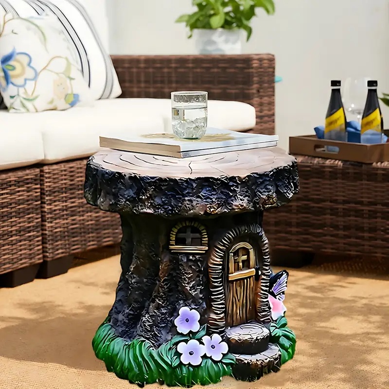 リアルな細部 樹木型 庭用スツール テーブル ベンチ 屋内 屋外 兼用 庭 中庭 装飾