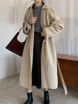 リバーシブルカシミヤコート女性の秋冬新型気質小柄なロング丈着やせ毛見えコート 5,063円