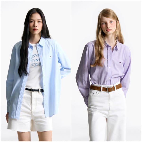 女性マイクロギンガムチェックシャツ T32F6WSH02TWT1 TOMMY JEANS