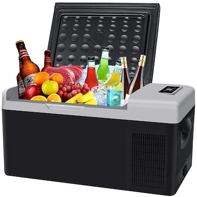 他サイト： Sumeriy 車載冷蔵庫 18L -20℃～20℃ 急速冷凍 2WAY電源対応 DC12V24V/AC100V 車載家庭両用 静音 ポータブル冷蔵庫 取扱説明書付き (ブラック, 18L)の商品画像