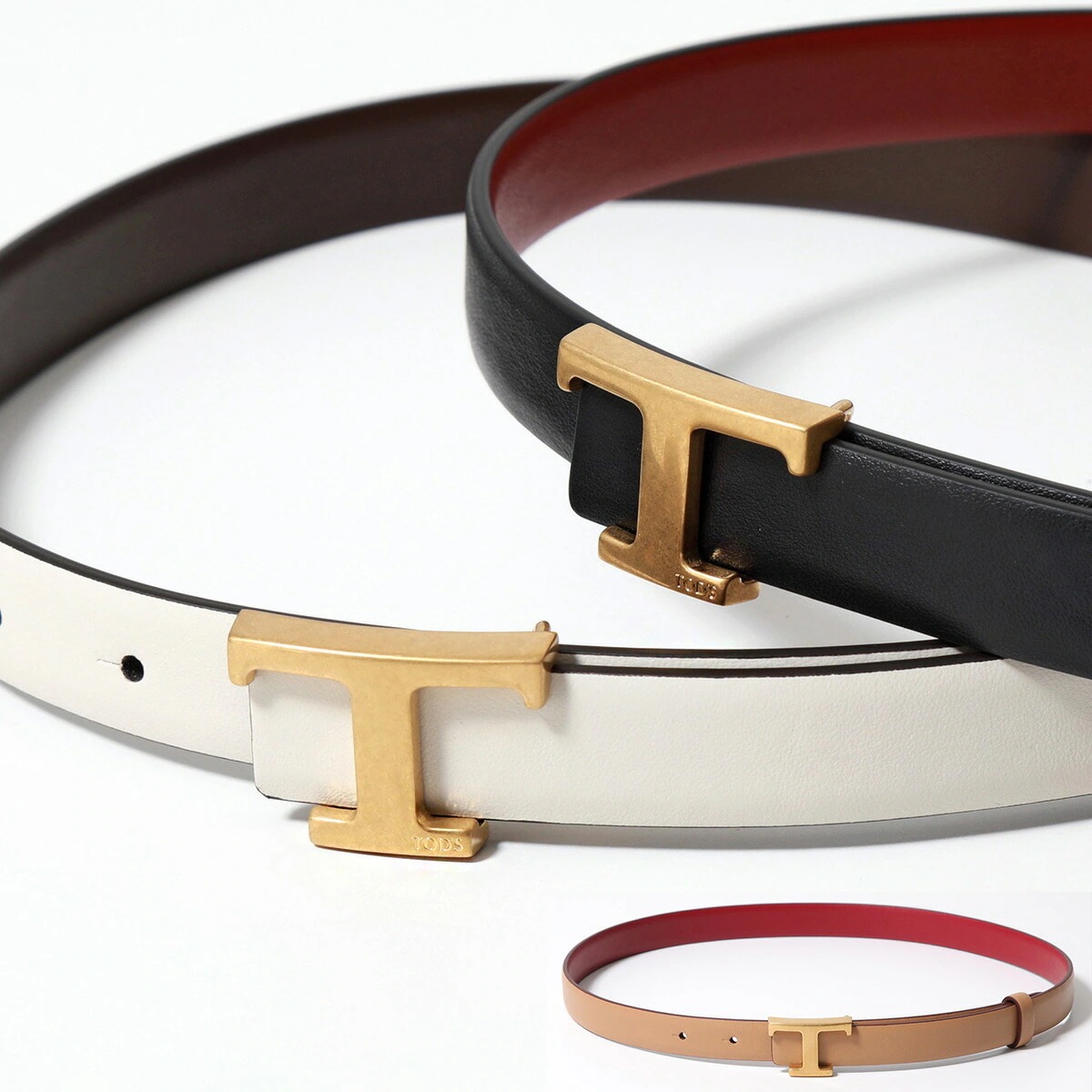 TODS トッズ ナローベルト T TIMELESS Tタイムレス XCWTSB30100RBR レディース レザー リバーシブル カラー5色 56,404円