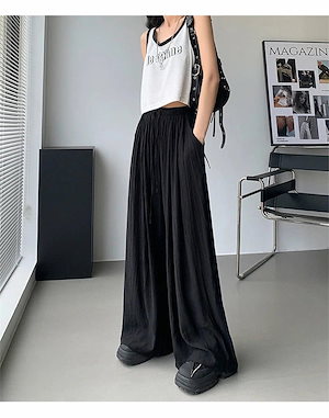 最新設計接触冷感 ワイドパンツ レディース 薄手 ハイウエスト 涼しい ボトムス さらっと生地 カジュアル おしゃれ 可愛い シンプル 大きサイズ 小さサイズ 着回し 大人 可愛い 無地 ズボ