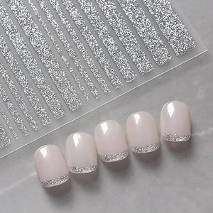 ネイルシール シルバーラメライン ( AHA060-60-05 ) 韓国スタイルシリーズ/簡単ネイルアート/セルフネイル