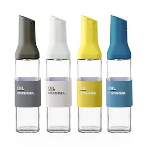 オイルボトル 醤油差し 液だれしない 4本セット 見せる収納 スタイリッシュ 片手 ガラス 調味料入れ 油入れ ドレッシングボトル 調味料 ビン オイル差し オイル マルチカラー容器 500m9202