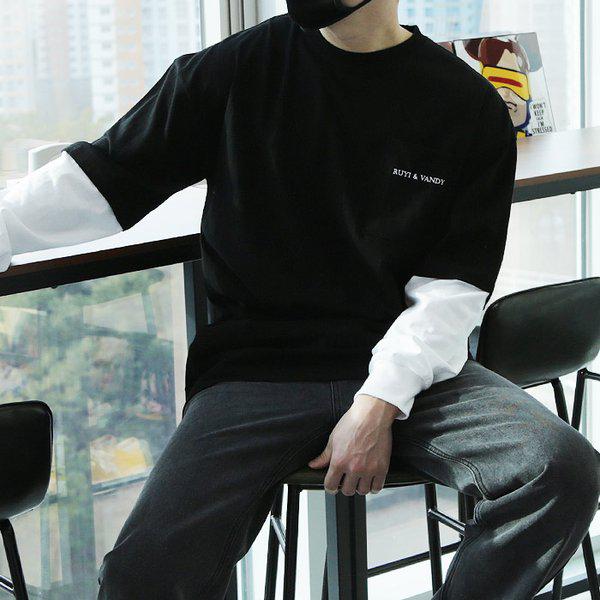 WRI メンズ ビッグサイズ 16番手 テンタ ダンブル ポケットレイヤードTシャツ