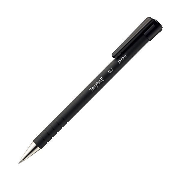 （まとめ） TANOSEE ノック式油性ボールペンラバー軸 0.7mm 黒 1セット（10本） 30セット
