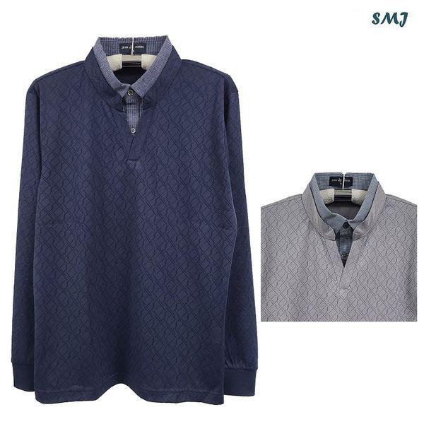 SMJ1807 ザンピエル二重カラー長袖Tシャツ 中年男性 長袖Tシャツ 春夏 初秋_P392616038