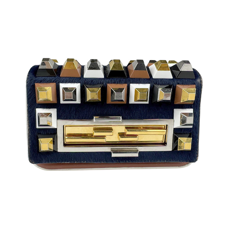 フェンディ FENDI ショルダーバッグ 3バゲット ハラコ/レザー/メタル ネイビー×ブラウン レディース 8BR758-5CE z3741 53,880円