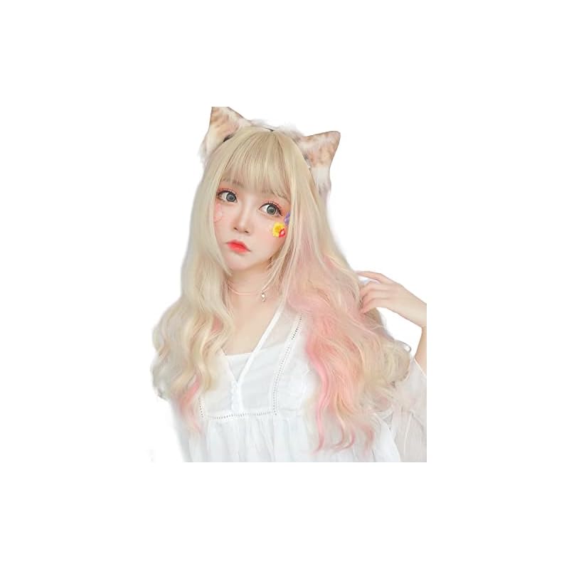 FESHFEN ウィッグ ロング かつら フルウィッグ 巻き髪 自然 女装 カールウィッグ インナーカラー レディーズ wig 原宿系 カツラ ロングカール ぱっつん グラデーション ファッション 日