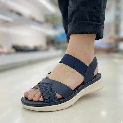 女性軽量足の甲バンドサンダル 3CM YAFMDS703NYPI HFPZ2A GN_GN