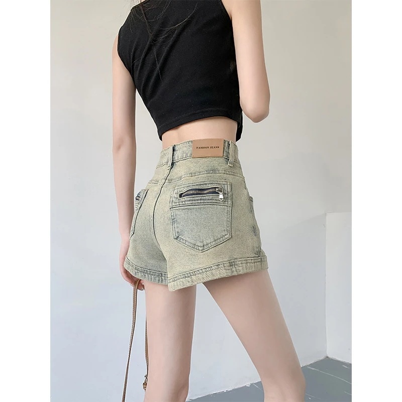 Muhanshe夏薄手デニムショートパンツレディースストレートレッグゆったりハイウエストスリムヒップアップホットパンツ 5,880円