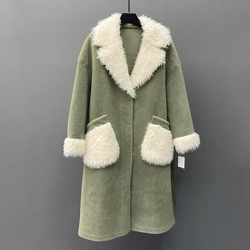 女性用ウールブレンドコート ロングコート 襟付き 厚くて暖かいエレガントなウールのジャケット 新しい