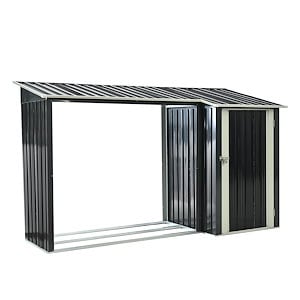 【国内即発送/無料配達】薪小屋&収納庫 L270xW92xH158cm 屋外 屋根付き 薪ラック 耐荷重300KG 物置 薪棚 薪ストッカー 薪置き棚 薪ストーブグッズ 薪 ラック 大型 軽量 チール