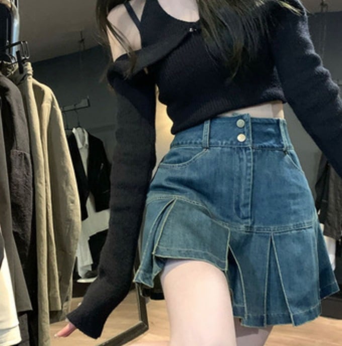 スカート ミニスカート デニムスカート ショート ショート丈 デニム かわいい 大人可愛い きれいめ シンプル カジュアル 大人 上品 おしゃれ お洒落 かっこいい レトロ 大人女子 こなれ感 ラフ
