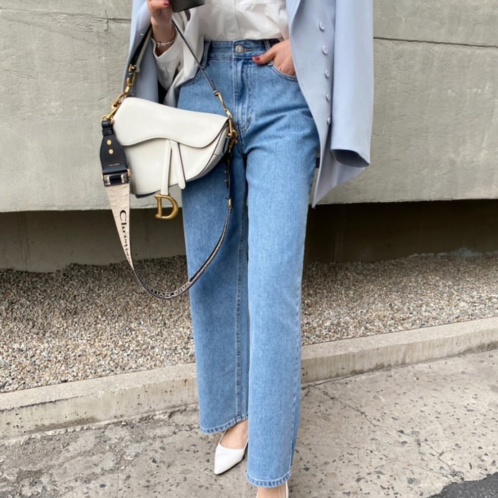 ボトムス パンツ Gパン ズボン ストレートパンツ デニムパンツ ワイド ファスナー ポケット ハイウエスト デニム 大人可愛い きれいめ シンプル カジュアル おしゃれ お洒落 かっこいい 大人女子