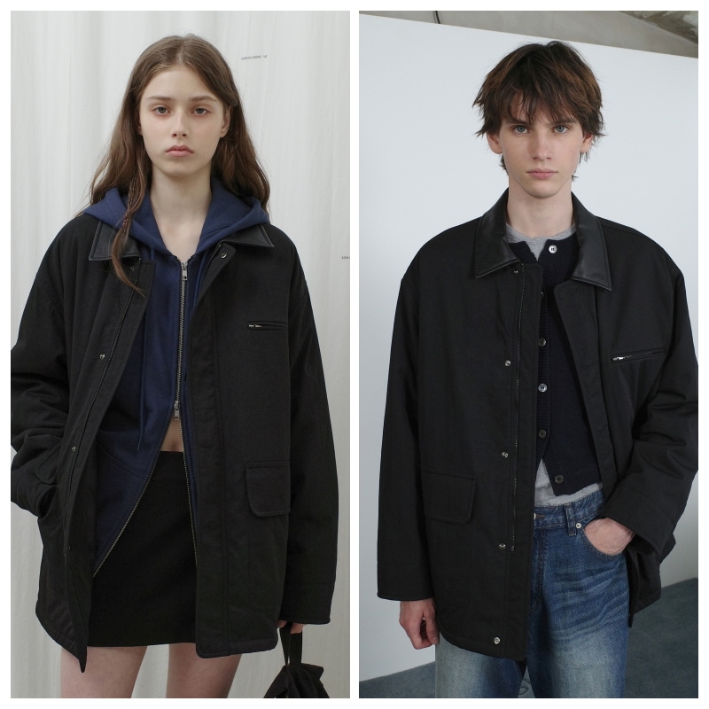 【LOW CLASSIC】 NYLON TWILL OVERSIZED JACKET : BLACK