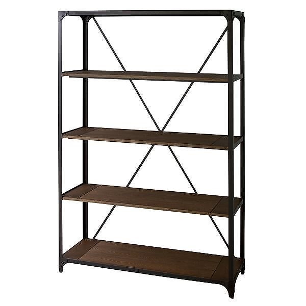 ワイドラック/シンプル収納棚 4段 ブラック 幅121cm スチールフレーム アジャスター付き DIS-939BK