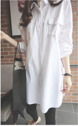 ロングシャツ ワンピース シャツ 白シャツ 白トップス シャツワンピース 膝下 袖あり 長袖 Vネック 襟付き ストレート ワイド スマート 綿 薄手 大人可愛い きれいめ シンプル カジュアル 大人