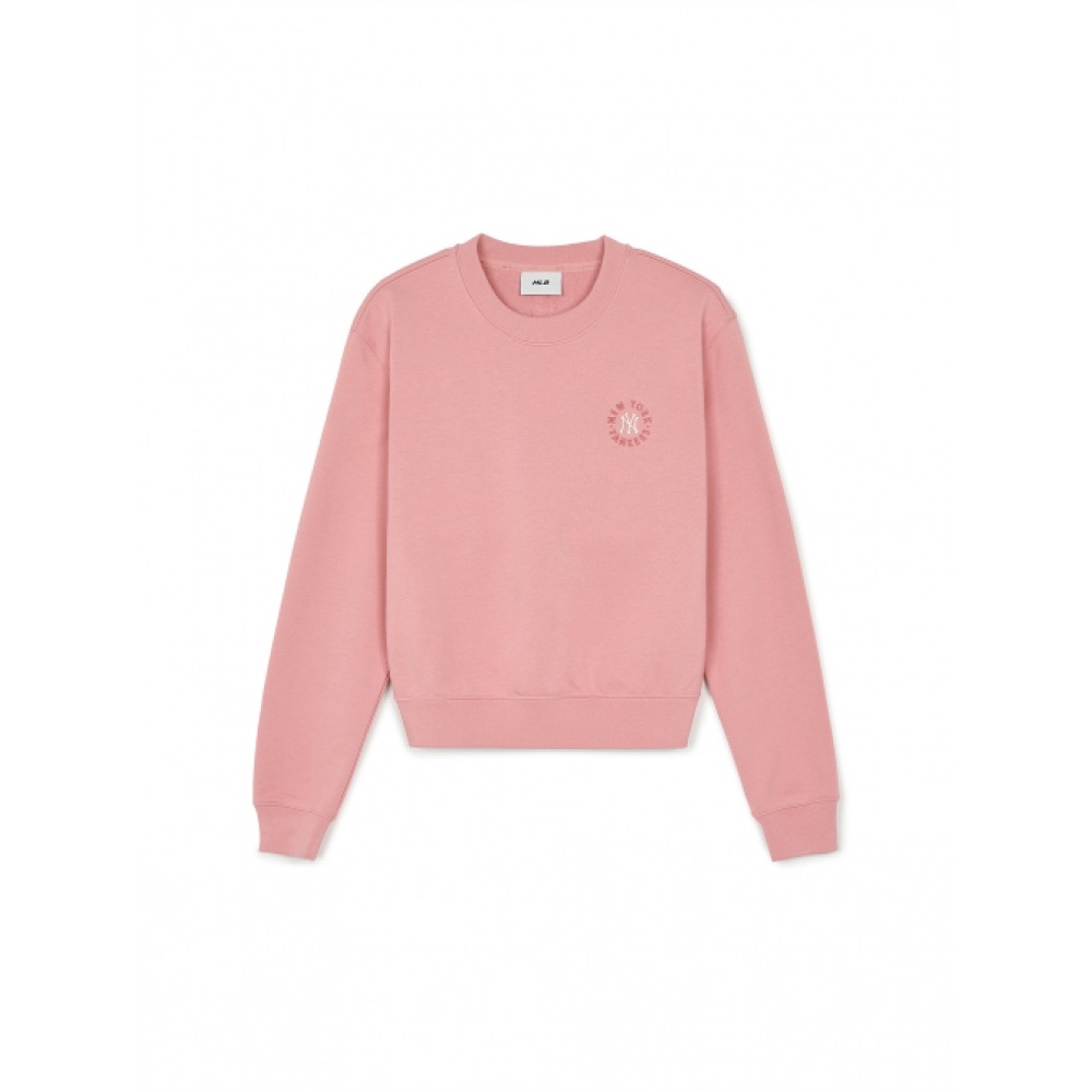 MLB 女性用ベーシックラウンドロゴクロップスウェットシャツ NY (Mg.Pink)