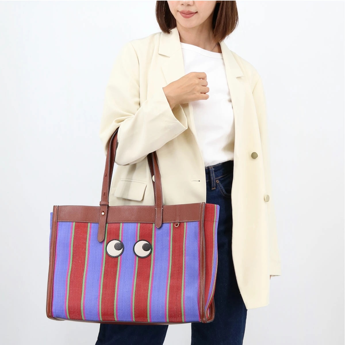 5050925200837 Eyes E/W ストライプトートバッグ アイズ BAG A4収納可能　肩掛けOK ブランド