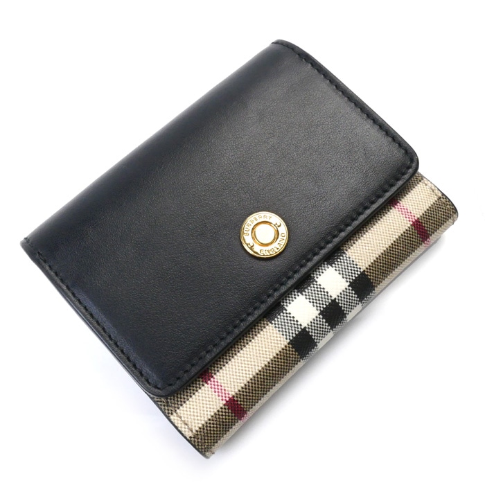BURBERRY バーバリー ランカスター 三つ折り財布 ブラック ベージュ 8057976 レディース 中古 23,100円