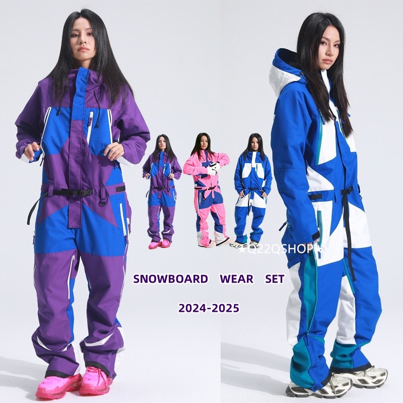 スノボウェア 2025 上下セット つなぎ メンズ レディース ズボン パンツ 紫 ピンク ブルー ゆったり ウィンタースポーツ スノーボードウェア スキーウェア スノーウェア 防水防寒 韓国風