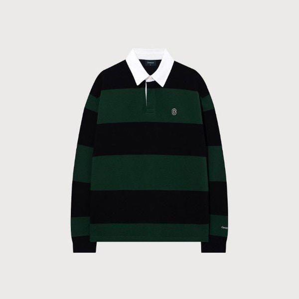 M 長袖Tシャツ CQK CO2503CR11-GN スモールCロゴ ラグビー スウェットシャツ グリーン