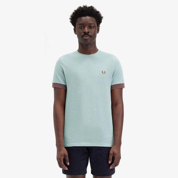 Fred Perry [Sharp] ストライプカフ Tシャツ - シルバーブルー AFPM2517707-X06
