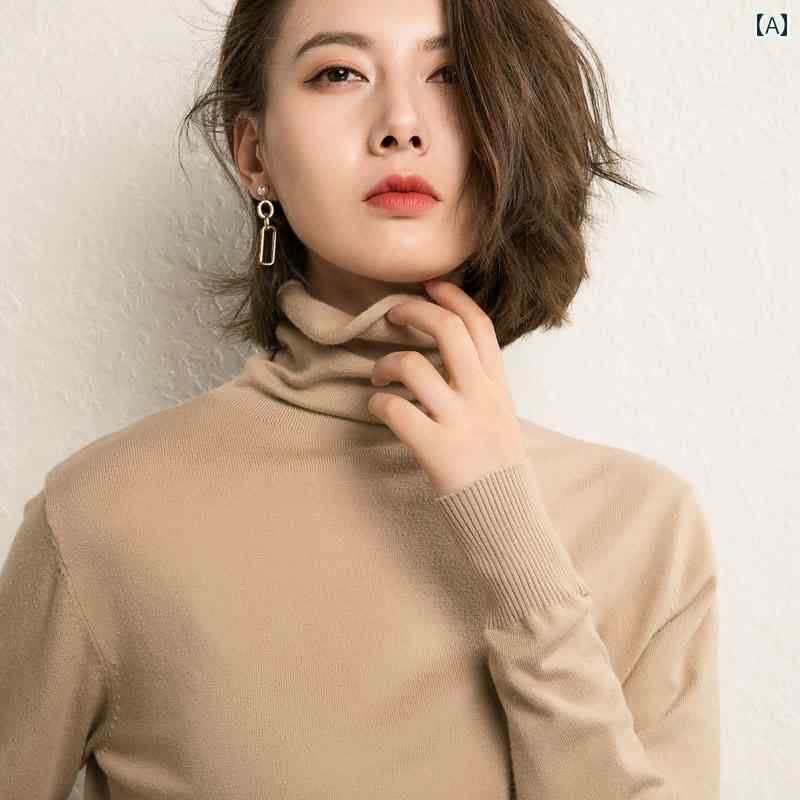 ファッション 服 オシャレ カワイイ シンプル 大カワイイ サイズ 婦服 フラッシュ 秋 ウール セーター タートルネック プルオーバー 厚手 レイヤリング