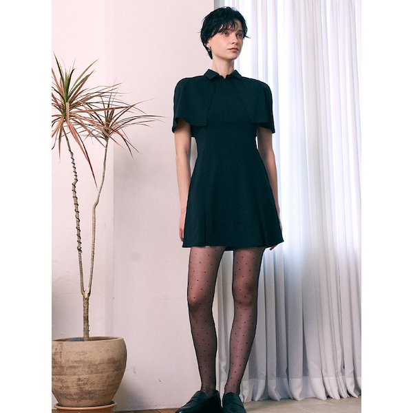 BERMUDAGRASS ケープ脱着スリーブレスワンピース BLACK