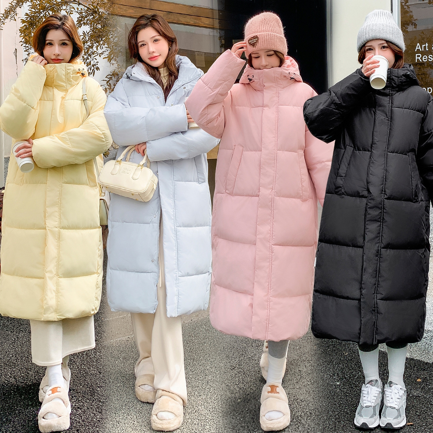 2024 冬の新しい厚手のパンコートダウンコットンコート女性の韓国スタイルのルーズコート女性のためのロングコート