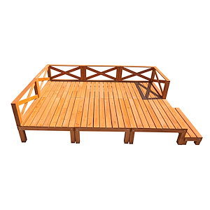 【国内発送 無-送料】494ウッドデッキ 天然木 キット 13点セット 自由な組み合わせ ウッドパネル 家具ガーデンファニチャーバルコニー ベランダ 踏み台付 北欧 キットウッド 新生活【レッドブラウ