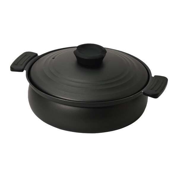 HC-465 軽量ふっ素加工IH対応土鍋卓上鍋24cm(ブラック)