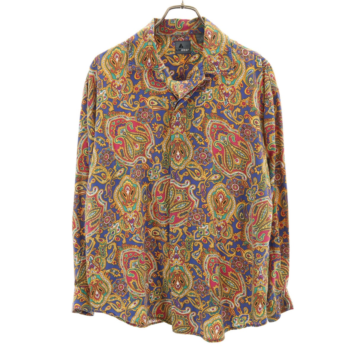 Liz wear 90s オールド ペイズリー柄 長袖 オープンカラーシャツ S マルチ メンズ 古着 5,162円