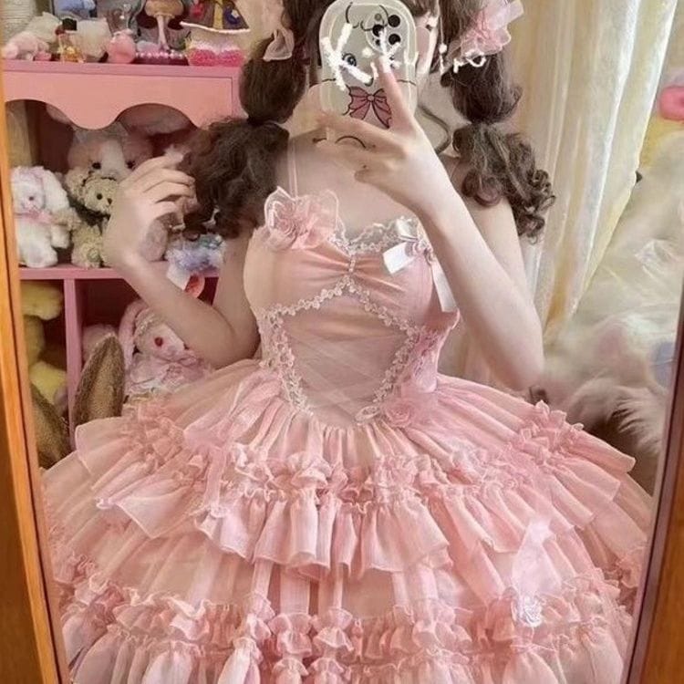 ロリータ 薄い ロリータ キャミソールワンピース サマードレス ロールプレイング