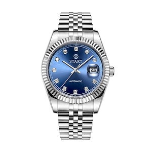 メンズ防水時計ジルコンダイヤルスイスのムーブメント自動機械式時計カレンダー機能メタルウォッチ