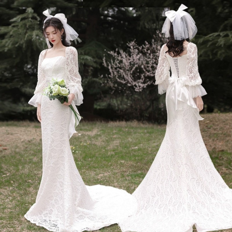 ウェディングドレス 白レースのドレスロングドレス レディース 結婚式 二次会 花嫁 披露宴 演奏会 大きいサイズ パーティードレス フォーマルドレス
