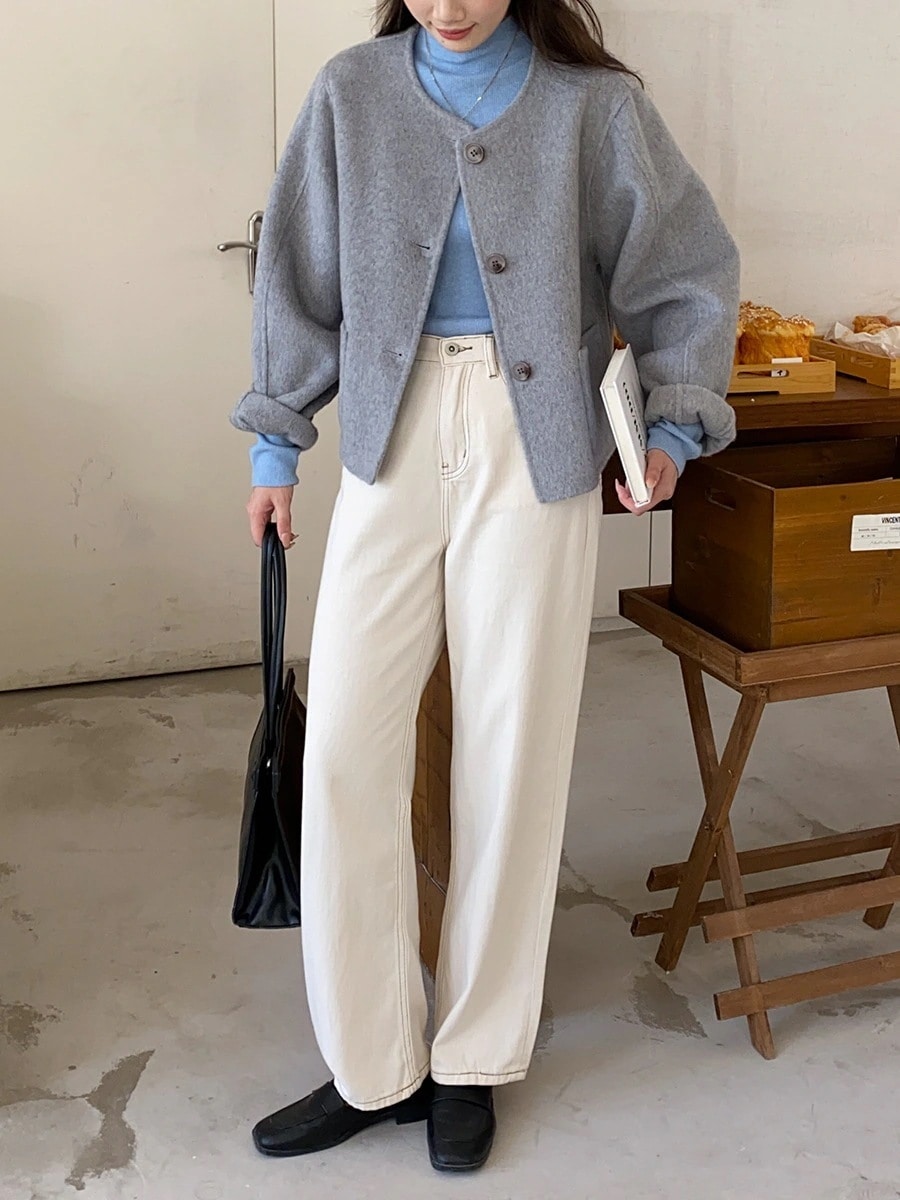 フレンチ・テンペラメント・スモールパフューム・ヴィンテージ・ウール・ピンクサイズ両面ツイード・ジャケット